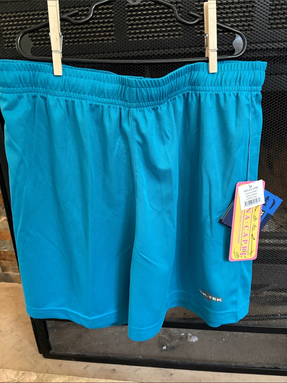 Nina Capri Teal Mesh Athletic Shorts